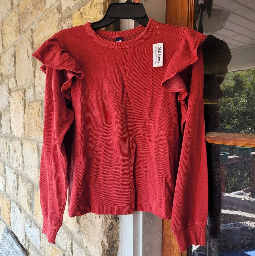 Womens Old Navy Flutter Sleeve Crewneck Sweatshirt